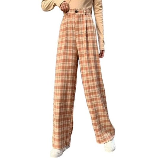 Pantalon à Carreaux Écossais Orange S