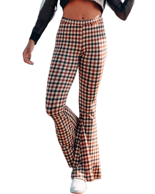 Pantalon Écossais Taille Haute Vintage S