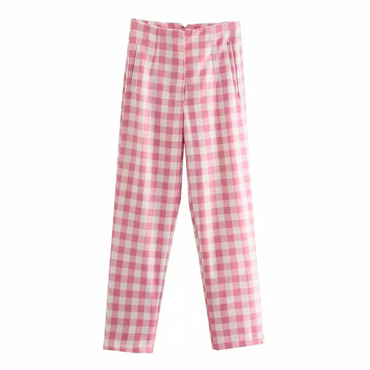 Pantalon Carreaux Rose XS
