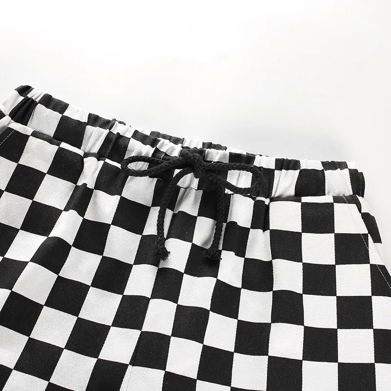 Pantalon Écossais à Carreaux Noir et Blanc M