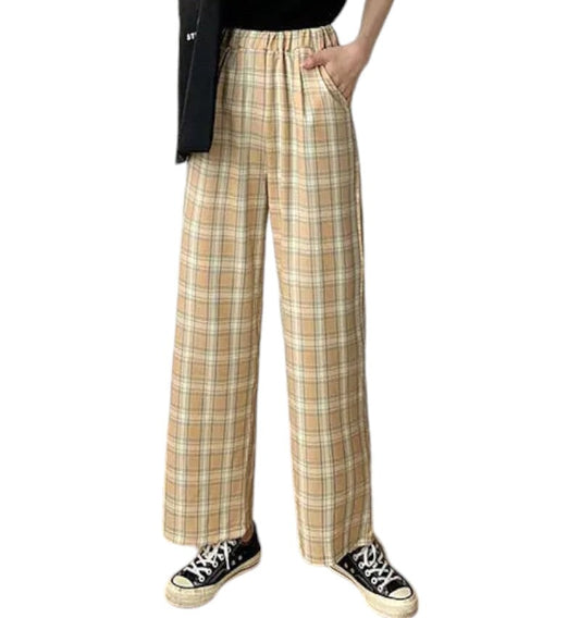 Pantalon Écossais Jaune Beige S