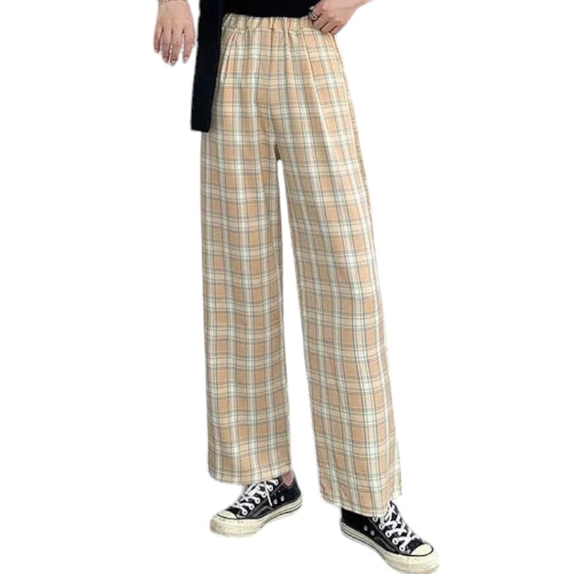 Pantalon Écossais Jaune Beige M