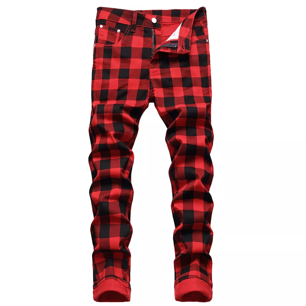 Pantalon à carreaux rouge 40
