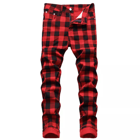 Pantalon à carreaux rouge 40