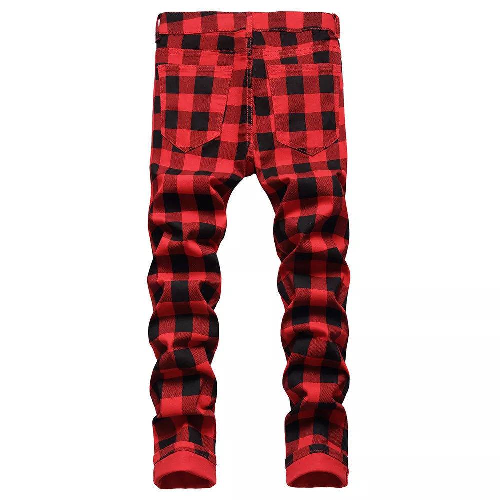 Pantalon à carreaux rouge 42