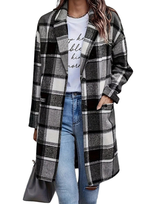 Veste à carreaux longue S