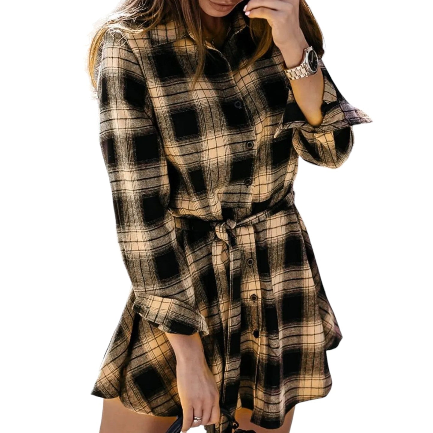 Robe Écossaise Noir et Beige S