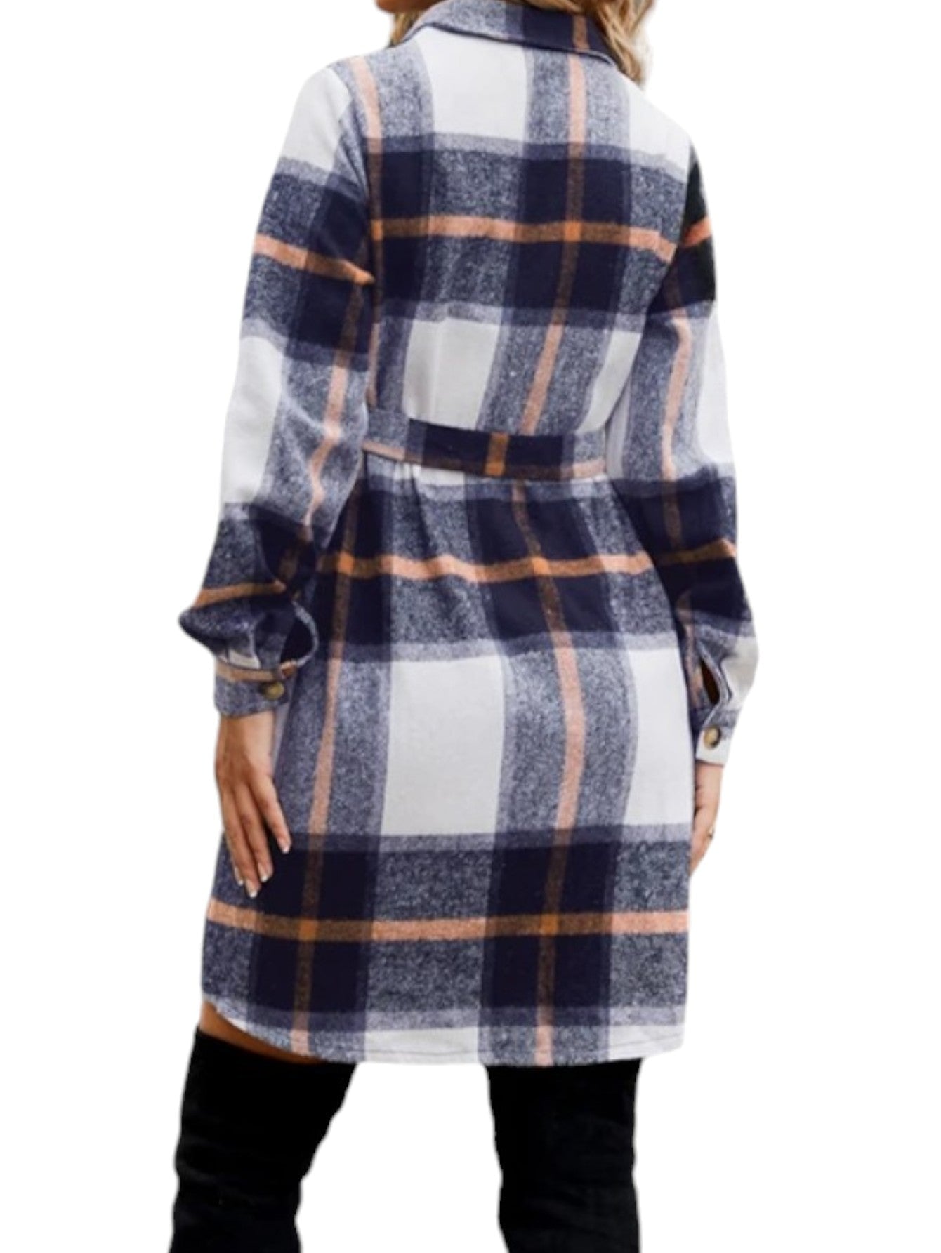 Manteau Écossais Bleu Marine M