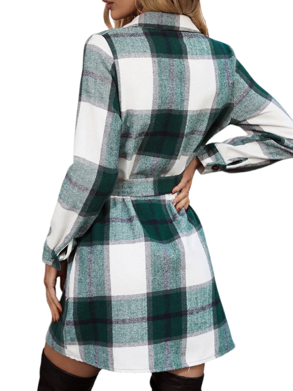 Manteau Écossais Vert en Laine M