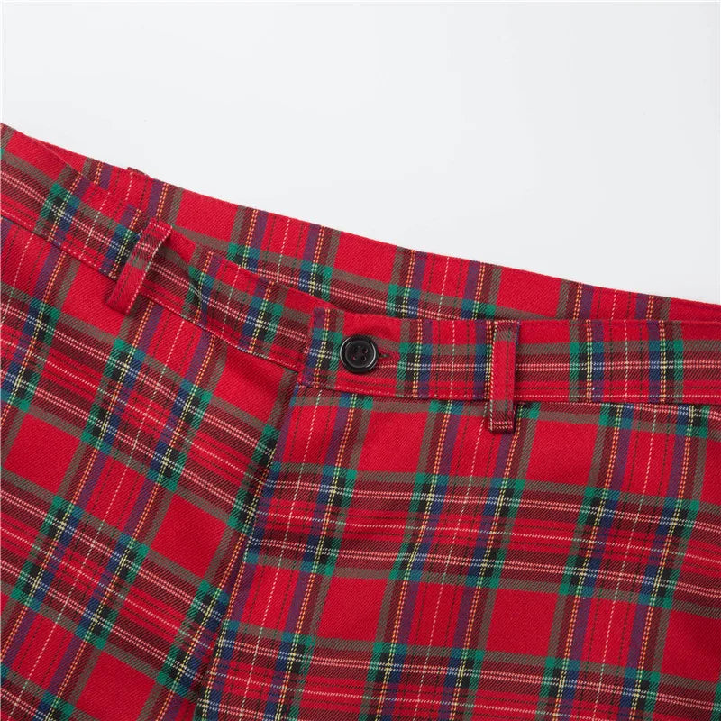 Pantalon Écossais à Carreaux Rouge L
