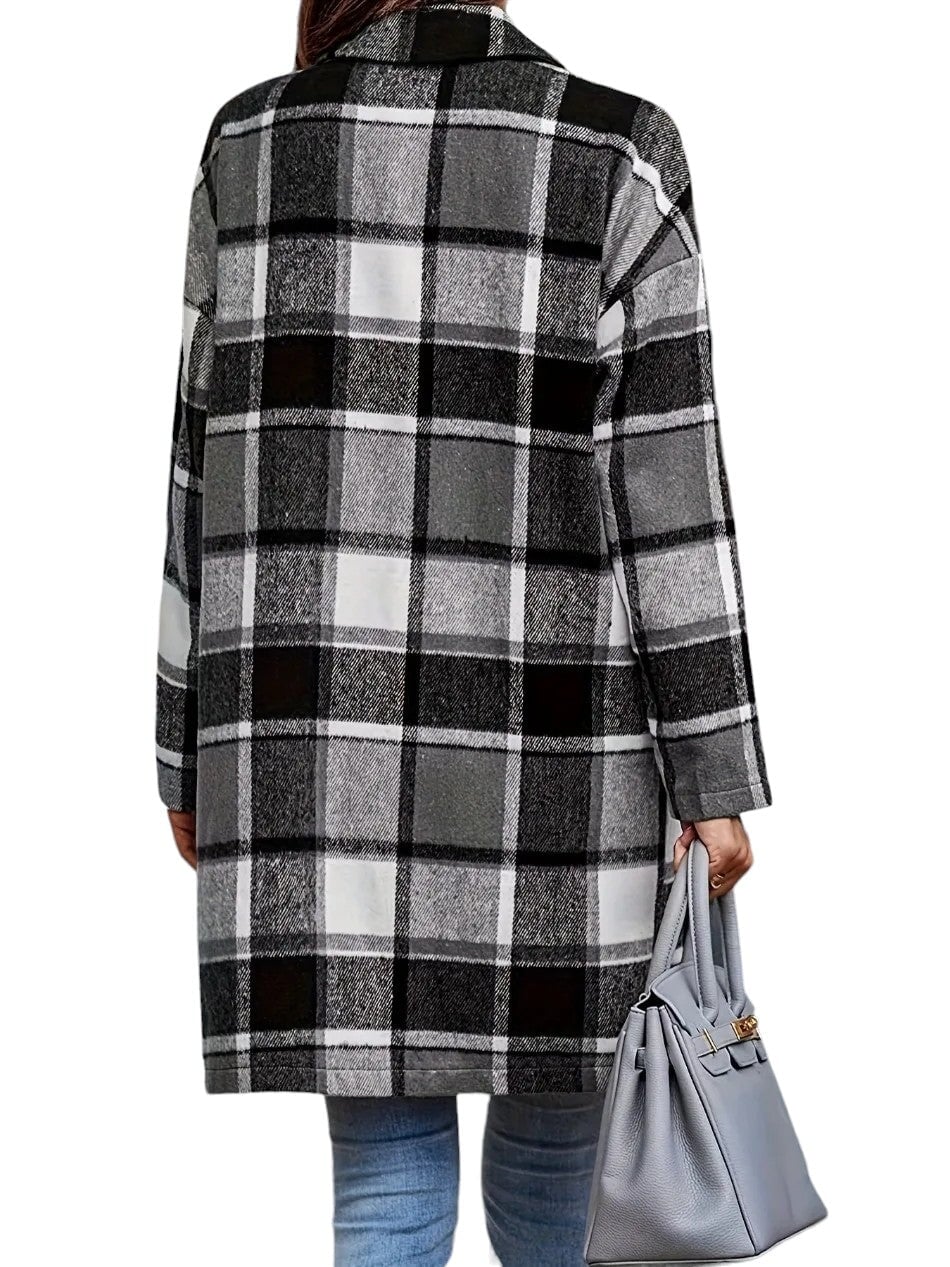 Veste à carreaux longue M