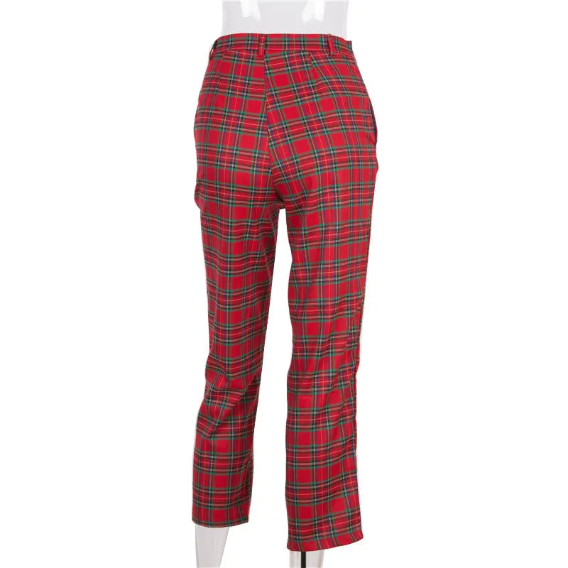 Pantalon Écossais à Carreaux Rouge M