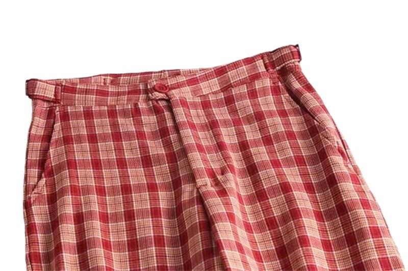 Pantalon Écossais Femme Rouge L