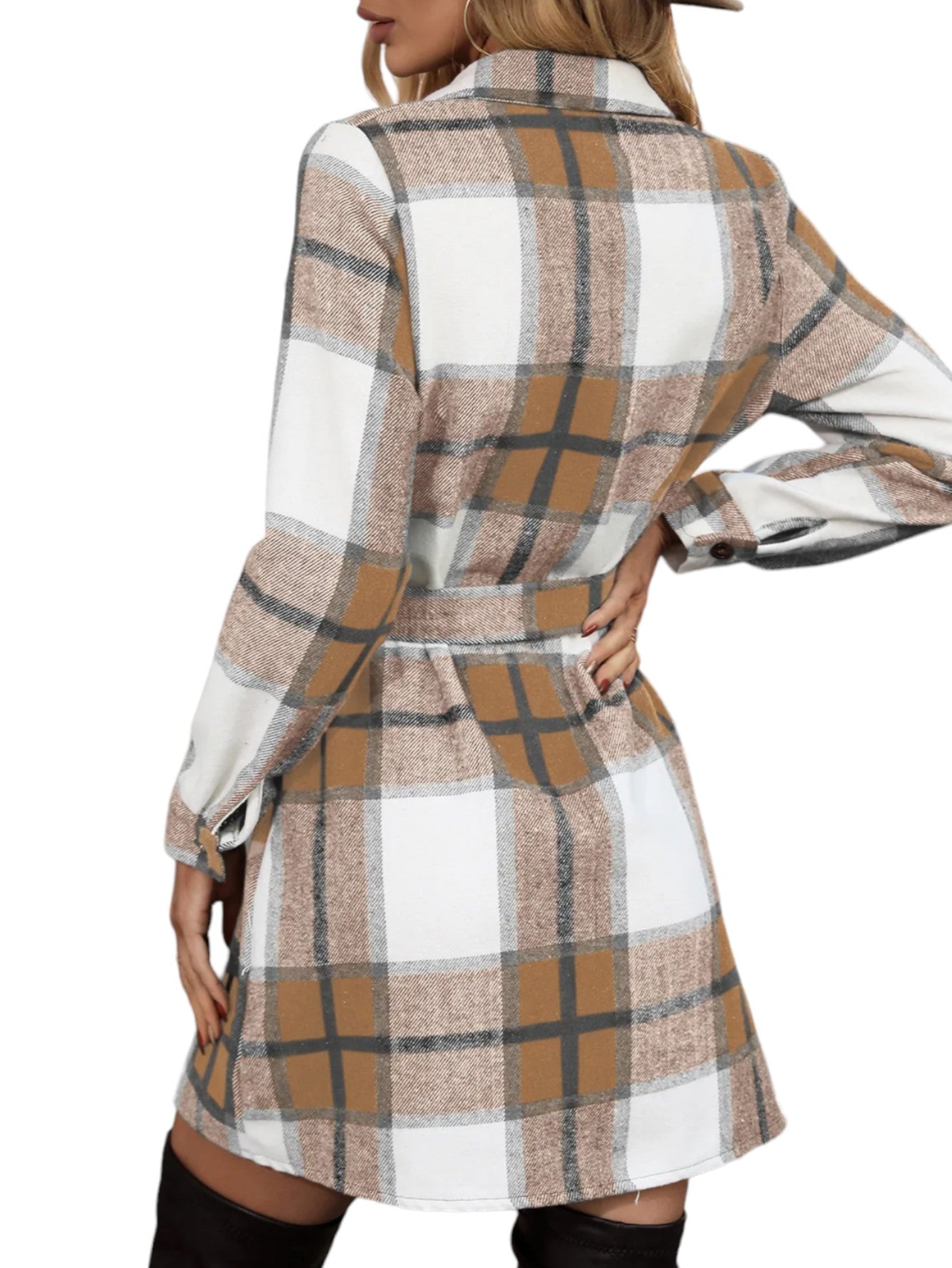 Manteau Écossais Marron Design M