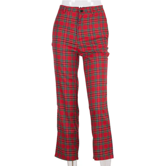 Pantalon Écossais à Carreaux Rouge S