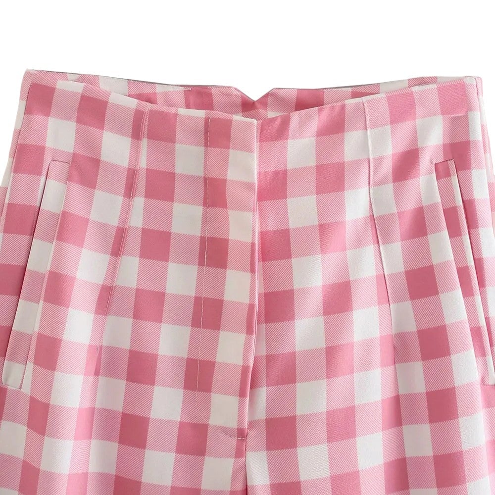 Pantalon Carreaux Rose S