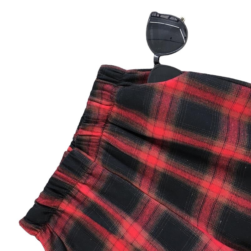 Pantalon Tartan Rouge Femme M