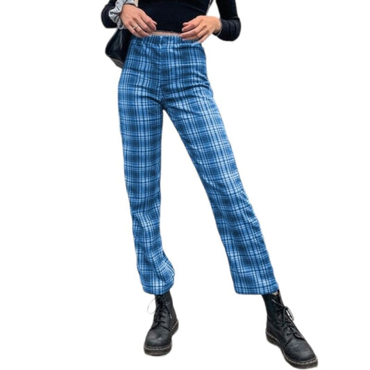 Pantalon Écossais à Carreaux Bleu S