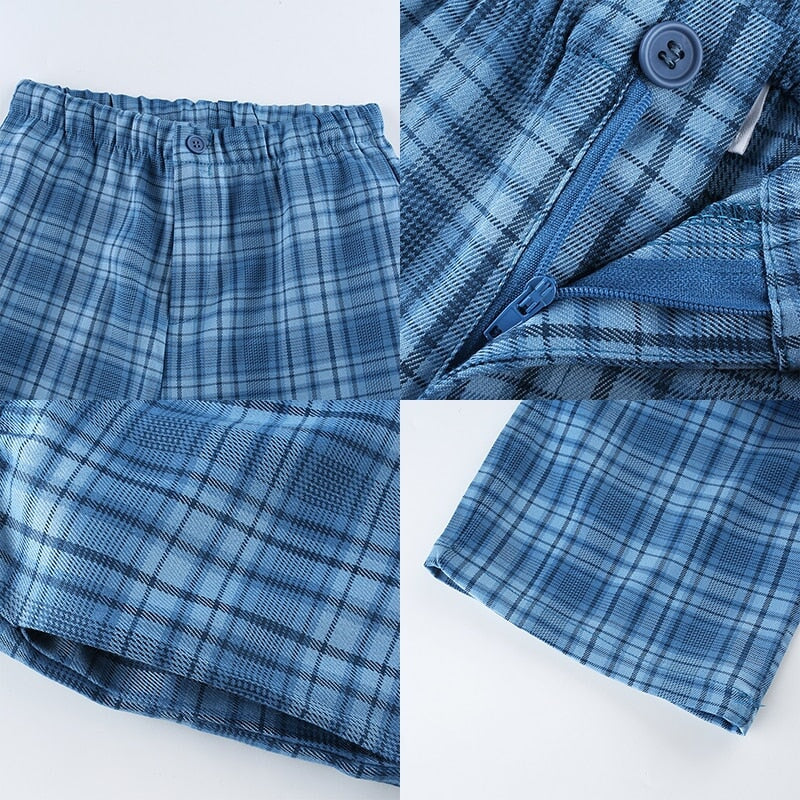 Pantalon Écossais à Carreaux Bleu L