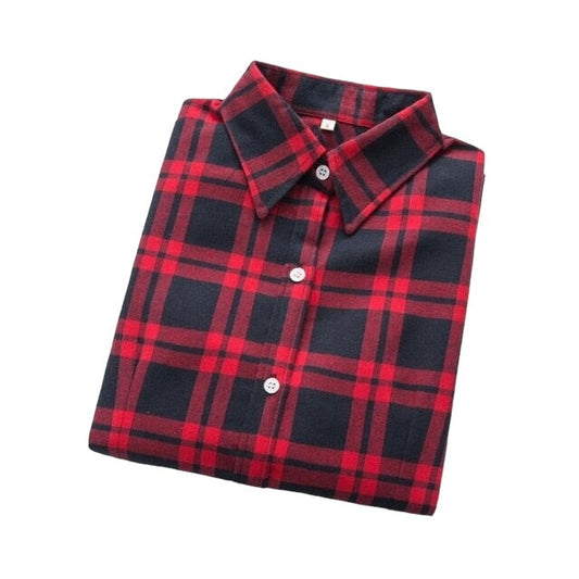 Chemise Écossaise Femme Rouge et Noire S