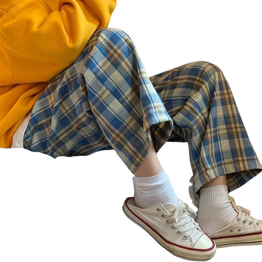 Pantalon Écossais Carreaux Bleu M