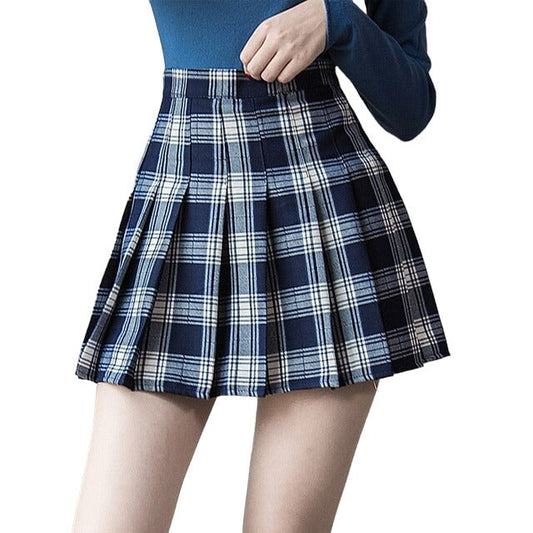 Jupe Écossaise Plissée Bleu XXL