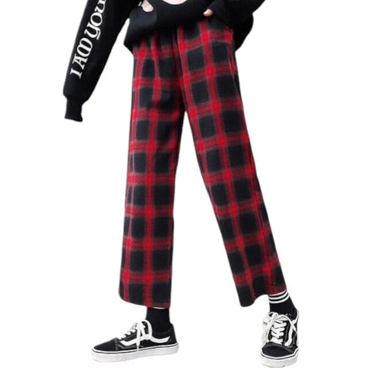 Pantalon Tartan Rouge Femme S