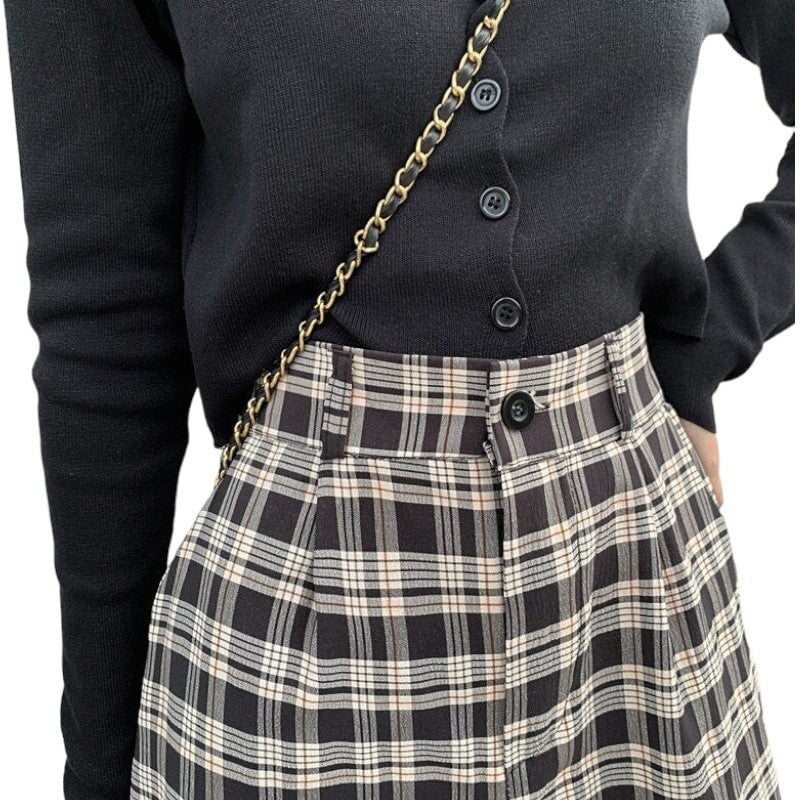 Pantalon Écossais Gris et Noir M