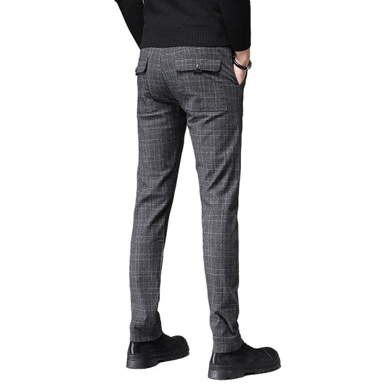Pantalon Écossais Carreaux Gris Foncé 29