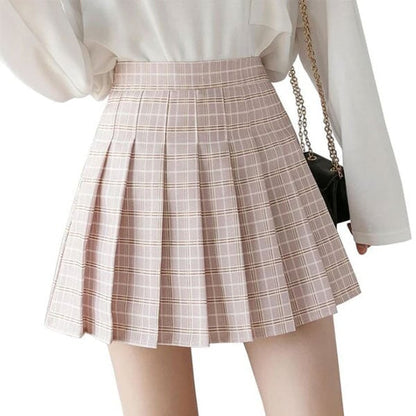 Jupe Écossaise Rose Taille Haute Plissée 2XL
