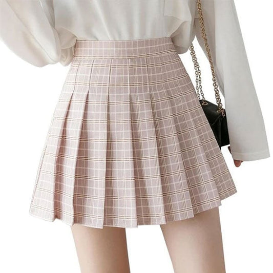 Jupe Écossaise Rose Taille Haute Plissée 2XL
