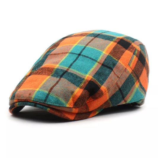Béret Écossais Orange et Turquoise 