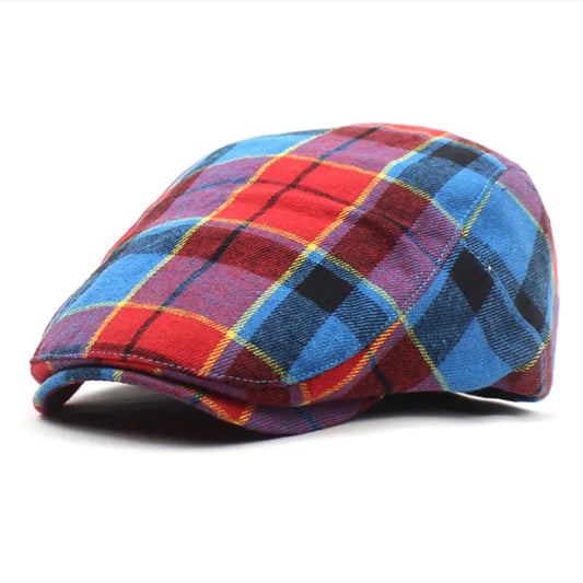 Béret Écossais Rouge et Bleu 