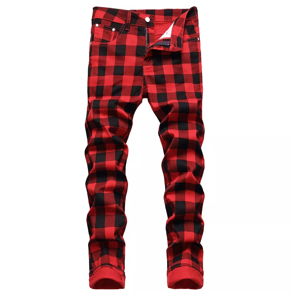 Pantalon à carreaux rouge