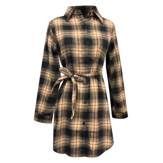 Robe Écossaise Noir et Beige L