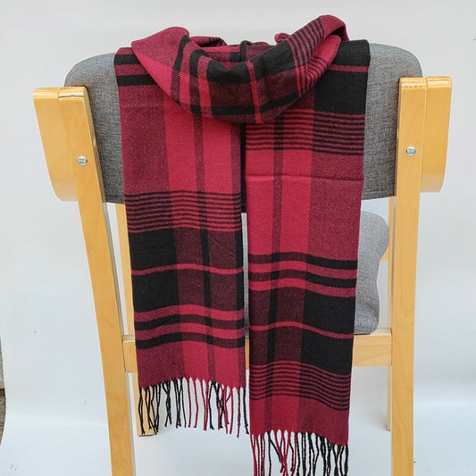 Écharpe Tartan Rouge et Noir en Laine 