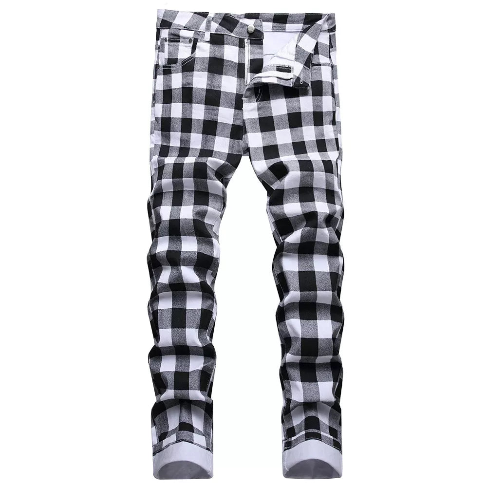 Jeans à Carreaux Noir et Blanc 42