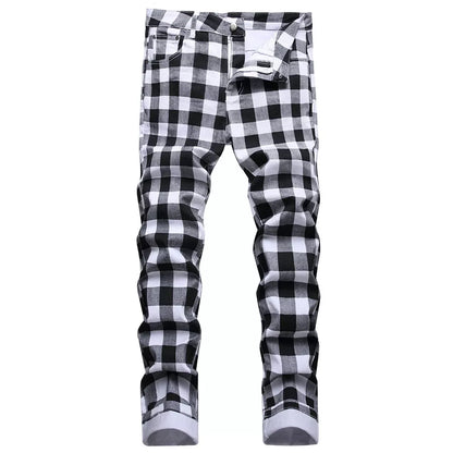 Jeans à Carreaux Noir et Blanc 42