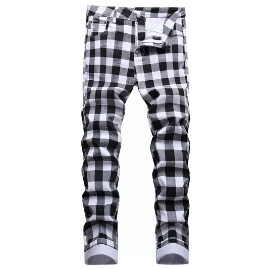 Jeans à Carreaux Noir et Blanc 42