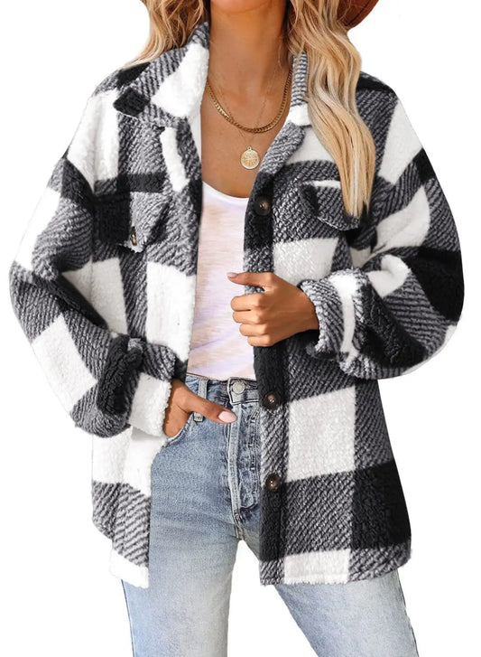 Manteau Écossais Noir et Blanc S