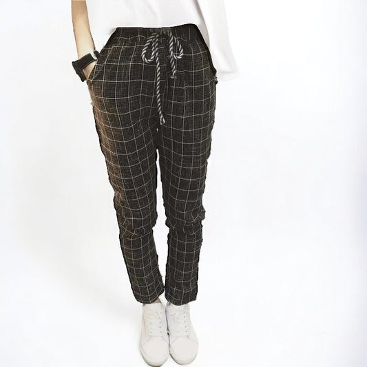 Pantalon Tissu Écossais Noir Femme S