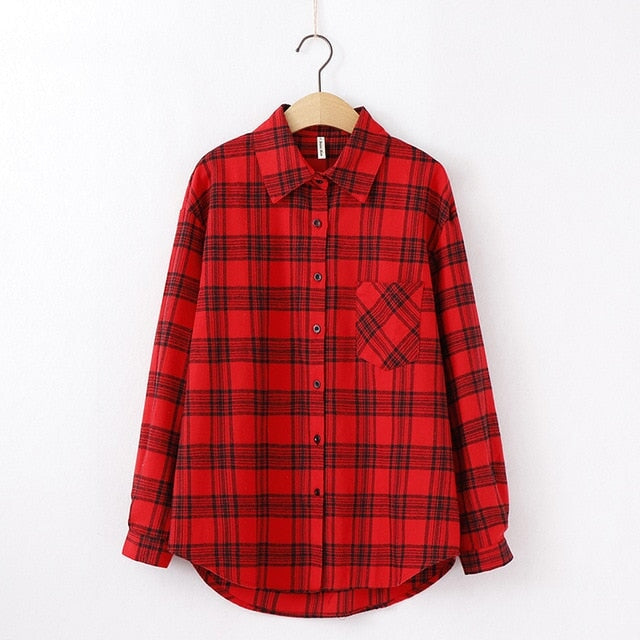 Chemise Écossaise Rouge Femme Coton S