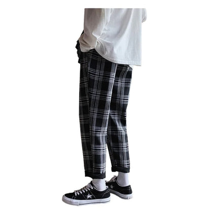 pantalon tartan noir et blanc